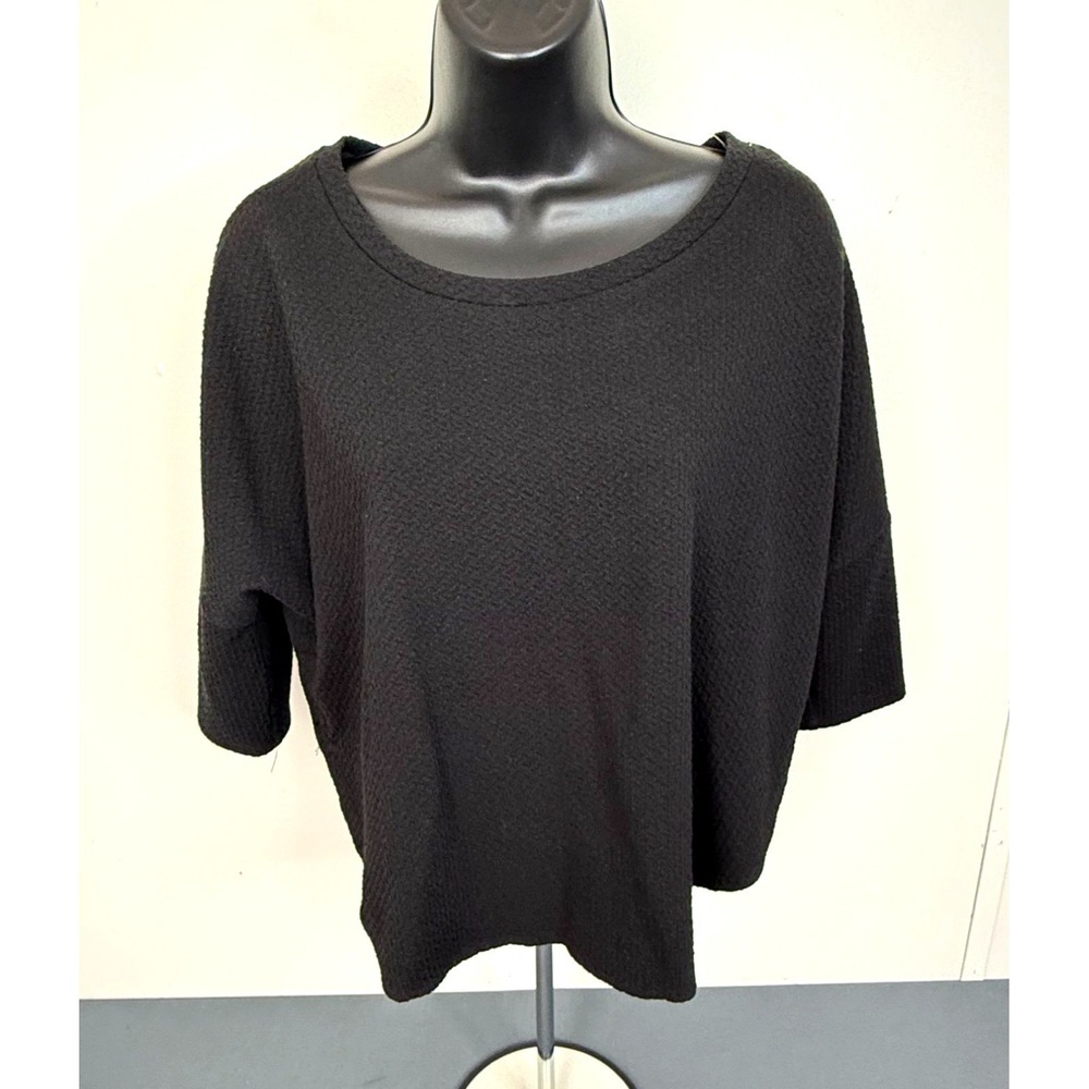 Philosophy Adult Top Medium Black Texture Cotton Open Back Women's